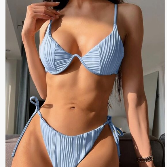 NWT Zaful underwire textured bikini set L Large - Picture 4 of 10